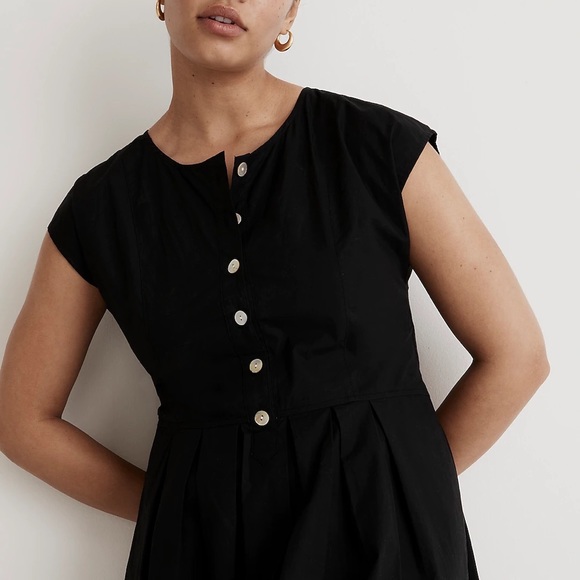 Madewell Poplin Button-Front Midi Dress Black Size XL - Picture 2 of 6